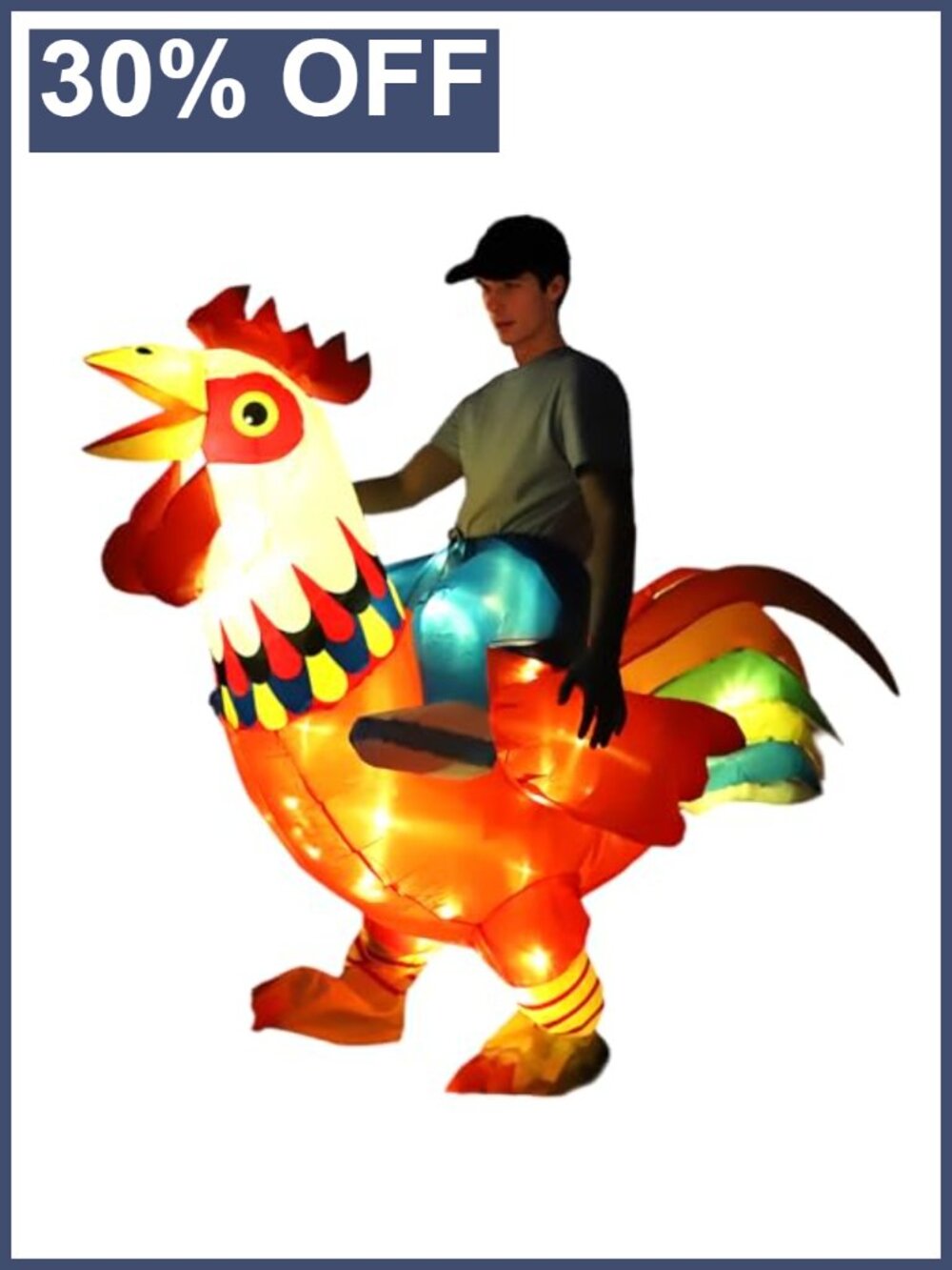 Adult Inflatable Rooster Costume with LED Lights, Funny Halloween Blow Up